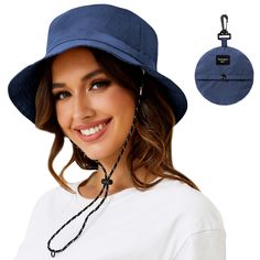 PRICES MAY VARY. WATERPROOF AND SUN-PROTECTIVE FABRICS: Our packable outdoor bucket hat offers excellent protection from both sun and light rain for your head, face, and neck PACKABLE DESIGN: Easily foldable into a compact 6.5" round pouch, this fishing bucket hat is lightweight and convenient to carry in handbags or pockets. It can also be hung on a backpack or belt using the hook ONE SIZE BEST FITS: With a circumference of 22-23 inches, our unisex bucket hat is designed to fit most adult head Waterproof Solid Bucket Hat For Outdoor Activities, Waterproof Solid Color Bucket Hat For Outdoor, Waterproof Outdoor Bucket Hat, Casual Windproof Bucket Hat For Outdoor, Casual Windproof Bucket Hat For Camping, Windproof Brimmed Bucket Hat For Travel, Waterproof Summer Hats For Camping, Durable Bucket Hat For Outdoor Activities, Lightweight Solid Bucket Hat For Outdoor