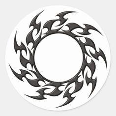 a circle with black and white designs on it