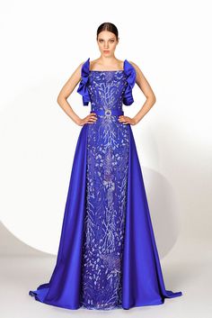 Alga embroidered satin dress – HerTrove Blue Strapless Dress, Dress Royal Blue, Silver Embroidery, Turquoise Wedding, Royal Blue Dress, Fantasy Gowns, Royal Blue Dresses, Feminine Aesthetic, Ruffled Sleeves