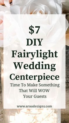 Looking for a wedding centerpiece on a budget? This stunning DIY fairy light wedding centerpiece costs about $7! To make this simple wedding decor centerpiece, you can use vases, lanterns, or mason jars. I made this centerpiece for our reception, which was a perfect addition to our wedding table decor. It completely changed our dull barn into a whimsical and romantic rustic space. It's super easy; definitely give this DIY a try ! You won't regret it! Winter Wedding Centerpieces Diy, Reception Centerpieces Diy, Rehearsal Dinner Decorations Table, Winter Wedding Table Centerpieces, Simple Wedding Table Centerpieces, Simple Elegant Centerpieces, Wedding Reception Centerpieces Diy, Fairy Light Wedding