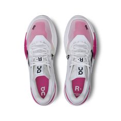 Worn by Ben Shelton, this competition-grade shoe delivers big on agility, stability and durability. Engineered for hard court tennis | On Men's THE ROGER Pro 2 Tennis Shoe in White/Pink, Size: 45. Performance tennis, hard court, competition, training Tennis. Performance Tennis | Recycled Polyester Tennis Accessories, Running Accessories, Travel Shoes, Gym Shoes, Tennis Clothes, Lifestyle Clothing, Running Clothes, Pink Shoes, Trail Running Shoes