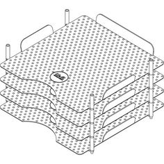 a drawing of a stack of three mattresses with holes in the top and bottom