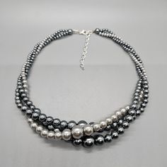 Beautiful Multi Strand Pearl Necklace Brand New Adjustable Lobster Claw Clasp 21in Length From End To End Excellent Quality Different Color Grey Pearls Silver Plated Multi Strand Pearl Necklace, Grey Pearl Necklace, Gray Necklace, Pearl Grey, Silver Pearls, Multi Strand, Lobster Claw, Gray White, Womens Jewelry Necklace