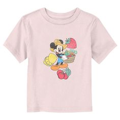 Who knew that dressing "mousey" could be so cute!? Celebrate Walt Disney's most iconic character with this officially licensed Disney Mickey Mouse and Friends Farmer Mickey Toddlers' Graphic T-shirt! This unique tee features Mickey Mouse as a farmer holding a basket full of carrots, corn, and tomatoes across the front. Grab some new Mickey and Friends apparel for the youngest members of the family and make their next trip to the Disney parks a memorable one! Mickey Mouse Shorts, Trending Graphic Tees, Marvel Tshirt, Super Hero Outfits, Sleeve Packaging, Graphic Tee Design, Classic Logo, Mickey Mouse And Friends, Toddler Boy Outfits