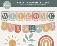 bulletin board letters are displayed on a white background with the words welcome at grade 0