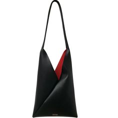 Bento Leather Shoulder Bag - Black & Red Modern Red Bag With Adjustable Strap, Modern Red Bag With Metal Hardware, Red Leather Bucket-shaped Bags, Red Leather-handled Bucket Bag, Modern Red Shoulder Bag With Silver-tone Hardware, Cuff Watch, April Birthstone Jewelry, March Birthstone Jewelry, Forever Jewelry