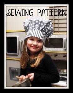 Sewing Pattern Baker's Hat - Chef's Hat - Youth - Adult - Tutorial - Adjustable size Patterns For Toddler Aprons, Sew Chef Hat, Sew Small Chef Hat, Mermaid Christmas Stocking, White Stripes Band, Bakers Hat, Toddler Apron, Crayon Holder, Pattern Activities