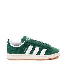 adidas Campus '00s Athletic Shoe - Dark Green / Cloud White Casual Adidas Logo Suede Sneakers, Green Suede Adidas Sneakers, Green Adidas Suede Sneakers, Low-top Suede Sneakers With Three Stripes, Suede Low-top Sneakers With Three Stripes, Suede Sneakers With Three Stripes For Streetwear, Adidas Shoes Green, Green Adidas Shoes, Chris Brown Tour