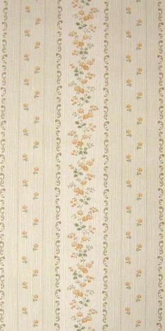 an old wallpaper with flowers and vines on the bottom half of it, as well as stripes