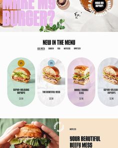 the menu for a burger restaurant is shown in this screenshote, which shows what it