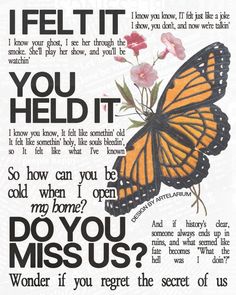 a butterfly with the words do you miss us?