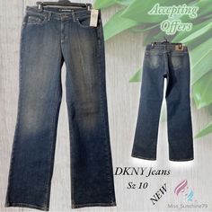 Dkny Jeans Sz 10 New With Tag Approx Waist 16” Rise 9.5” Inseam 31” Dkny Jeans Women, Dark Grey Jeans, Size 10 Jeans, Dark Blue Denim Jeans, Womens Jeggings, Womens Cropped Jeans, Womens Jeans Bootcut, Dkny Jeans, Dark Denim Jeans