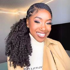 Curly low ponytail hairstyle Curly Low Ponytail, Low Ponytail Hairstyle, Sleek Low Ponytail, Knotted Bun, Ponytail Braided, Low Ponytail Hairstyles, Ponytail Hairstyle, Classic Hairstyles