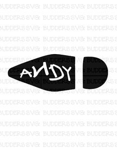 an andy sticker is shown on the side of a white background with black lettering