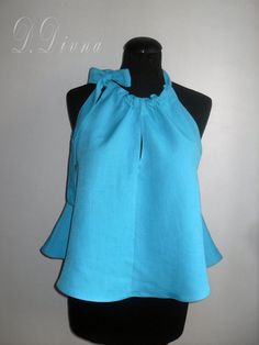 Black Linen Trousers, Turquoise Blouse, Linen Summer, Sewing Design, Linen Tunic, Sleeveless Tunic, Feb 13, Fashion Top, Loose Style