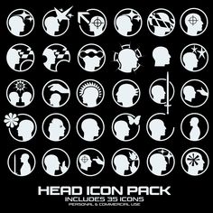 the silhouettes of head icons are shown in white on a black background with text