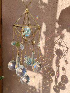 Blue Crystal Prism Suncatcher with creating rainbow lights, aesthetic bedroom window hanging decor, Boho room decor, Bohemian style home home decor, Car hanging decor rainbow maker Magical Bedroom, Witchy House, Witchy Room