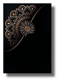 a black and gold cover with an intricate design on the front, in dark colors