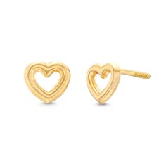 Sweet as could be, these open heart stud earrings make the perfect gift for your favorite little girl. 14K gold Each post earring features a polished heart-shaped outline Screw backs Jewelry Girl, Heart Stud Earrings, Heart Studs, Open Heart, Heart Earrings Studs, Heart Earrings, Post Earrings, Heart Shapes, Screw