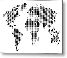 the world map is made up of small dots in black and white colors on a white background