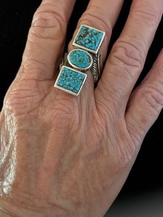 "This beautiful use of Turquoise and Feather for accent inlay sterling silver ring was designed by G.L. Miller and his Studio GL in Albuquerque, New Mexico made the ring. G.L. Miller has received Natural & International awards for his original designs. His major interest lies in designing contemporary one of a kind jewelry influenced by Ethnic American Indian Designs and Western Geometric Patterns. This ring is stamped .925 for being Sterling Silver and signed by the maker. This ring weighs 24.7 Indian Designs, Navajo Style, Albuquerque New Mexico, Native Jewelry, Turquoise Rings, American Indian, Geometric Patterns, Jewelry Gift Box, Turquoise Sterling Silver