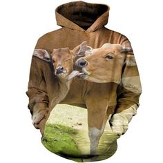 Cow Mom Kissing Her Calf 3D Hoodie Farmer Baby, Baby Cow, Cows Funny, Baby Cows