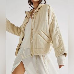 Free People Dolman Quilted Knit Jacket In Vanilla Creme Size Large Nwt Free People Jacket, Knit Jacket, Vanilla, Free People, Jackets & Coats, Jackets For Women, Cream, Knitting, Women Shopping