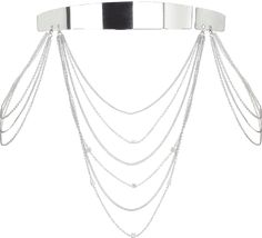 Elegant Choker Style Body Chain With Chain Strap, Elegant Adjustable Chain Belt For Parties, Glamorous Silver Body Chain With Adjustable Chain, Elegant Metal Body Chain For Evening, Luxury Metal Chain Belt For Party, Luxury Silver Metal Chain Belt, Elegant Metal Body Chain, Elegant Metal Waist Chain For Party, Elegant Body Jewelry With Chain Strap For Evening