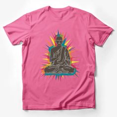 Vibrant Buddha Meditation Graphic Tee, Spiritual Zen Yoga T-Shirt, Unisex Mindfulness Shirt, Colorful Buddhist Art Top, Gift Idea Male T-Shirt Custom graphic T-Shirt.Customize your color Meditation Graphic, Art Top, Zen Yoga, Buddha Meditation, Yoga Tshirt, Funny Graphic Tees, Buddhist Art, Statement Shirt, Casual Summer Shirts