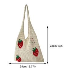 Lkblock Cute Strawberry Cherry Crochet Shoulder Bag for Women Large Shopper Bag Casual Tote Handbags Summer Beach 2024 New Women's Bag Specification: Size(Optional): Strawberry Product Size: Width 35 CM/13.77 In Height 33 CM/12.99 In Handheld 25 CM/9.84 In Cherry Product Size: Width 37 CM/14.56 In Height 30 CM/11.81 In Handheld 26 CM/10.23 In Shape: Casual Tote Main Material: Polyester Lining Material: None Note: Due To The Different Monitor And Light Effect, The Actual Color Of The Item Might B Cherry Crochet, Beach 2024, Large Shopper Bag, Shoulder Bags Pattern, Crochet Shoulder Bag, Crochet Tote Bag, Cute Strawberry, Stylish Shoulder Bag, Crochet Tote