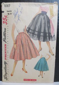 an old fashion sewing pattern from the 1950's, featuring a skirt and top