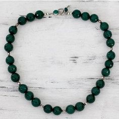 Onyx strand necklace, 'Cool Forest' - Green Onyx Necklace Cool Forest, Green Onyx Necklace, Pearl Strands Necklace, Modern Necklace, Chic Earrings, Onyx Necklace, Modern Necklaces, Handcrafted Earrings, Green Onyx