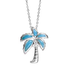 Larimar Royal Palm Tree Pendant Pendant Island by Koa Nani Silver Larimar Pendant Jewelry, Royal Palm Tree, Palm Tree Pendant, Seahorse Pendant, Larimar Pendant, Leather Corded Necklace, Turtle Pendant, Necklace Brands, Coconut Tree