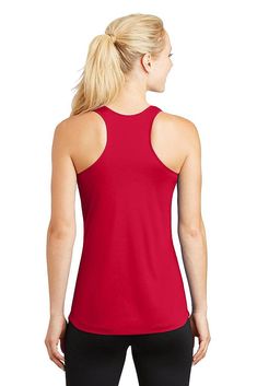 Sport-Tek ® Ladies PosiCharge ® Competitor ™ Racerback Tank. LST356 - TRUE RED - XS | Sport-Tek Women's PosiCharge Competitor Racerback Tank Top in True Red Size XS | Polyester Custom Tanks, Black Neon, Summer Tank, True Red, Neon Colors, Sleeveless Shirt, Racerback Tank Top, Active Wear For Women, Racerback Tank