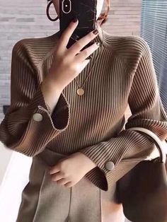 How To Have Style, Full Sleeve Top, Pullover Mode, Solid Color Sweater, Women Sweaters Winter, Korean Fashion Casual, High Neck Sweater, Estilo Chic, Loose Knit