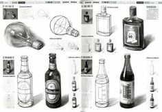 an open book with various types of bottles