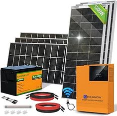 the solar system includes two batteries, an extension cord, and other electrical equipment for charging