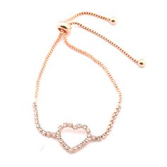 Fashion Bracelet Rose Gold Plating Cubic Zirconia Pull Strap Heart Adjustable Extend Bracelet Adjustable Chain Bracelet For Wedding On Valentine's Day, Valentine's Day Crystal Jewelry With Adjustable Chain, Rose Gold Adjustable Chain Bracelet For Valentine's Day, Rose Gold Heart Chain Bracelet For Valentine's Day, Rose Gold Chain Bracelet For Valentine's Day, Wedding Bracelets With Adjustable Chain For Valentine's Day, Adjustable Chain Bracelet For Wedding And Valentine's Day, Valentine's Day Rose Gold Adjustable Chain Bracelet, Elegant Valentine's Day Party Chain Bracelet