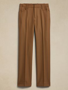 Sharp and smart, this extra long pant is cut to wear with your favorite heels.  A high waist and straight leg adds length to every step.  ITALIAN WOOL: Soft and smooth, this wool fabric from Italy's Marzotto mill is perfect for cooler weather.  Zip f Tailored Brown Pants With Straight Hem, Wool Pants For Fall With Straight Leg, Fitted Wool Wide Leg Pants For Fall, Classic Straight Leg Dress Pants For Fall, Wool Straight Pants For Fall, Classic Wool Pants For Fall, Classic Brown Dress Pants With Straight Hem, Fall Wool Pants With Straight Hem, Classic Full-length Dress Pants For Fall