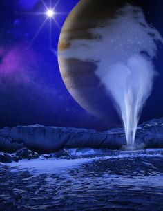 an artist's rendering of a planet with snow blowing from it