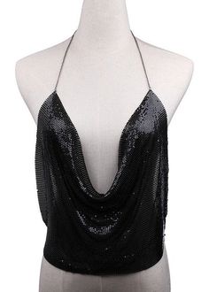 Embrace effortless elegance with our stunning metallic halter top. Featuring a lux draped collar and an alluring backless crop design, this one-of-a-kind piece will instantly elevate any ensemble. Perfect for making an impression, this top exudes an air of sophistication and exclusivity. Material: Alloy Shape: drop shape Extension chain 10 cm or less Perimeter 51 cm (inclusive) -80 cm (inclusive) Evening Backless Top With Built-in Bra, Chic Evening Halter Top With Built-in Bra, Elegant Evening Halter Top With Built-in Bra, Elegant Club Crop Top With Built-in Bra, Party Backless Halter Top With Built-in Bra, Stretch Halter Top With Built-in Bra For Party, Stretch Crop Top With Built-in Bra For Evening, Backless Halter Top For Party, Sequin Halter Top For Evening Wear