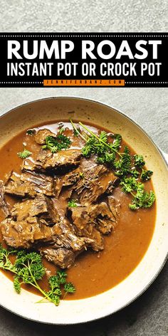 This Fail Proof Rump Roast is an easy crockpot recipe perfect for the family! This recipe gives instructions for using the Crock Pot or an Instant Pot Pressure Cooker. Add this to your easy weeknight dinner ideas! Tender Rump Roast, Rump Roast Crock Pot Recipes, Rump Roast Recipe, Crockpot Rump Roast, Beef Rump Roast, Low Carb Slow Cooker Recipes, Rump Roast, Pot Roast Crock Pot Recipes, Plating Ideas