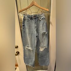 Questions? Leave A Comment Below! Casual High Rise Distressed Cropped Jeans, Light Wash Ripped Wide Leg Cropped Jeans, Blue Wide Leg Distressed Cropped Jeans, Casual Medium Wash Ripped Cropped Jeans, Casual Ripped Medium Wash Cropped Jeans, Casual Ripped Cropped Denim Jeans, Casual Ripped Cropped Jeans In Denim Blue, Casual Light Wash Distressed Cropped Jeans, Casual Distressed Cutoff Cropped Jeans