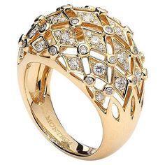 Ring in 18kt yellow gold set with 67 diamonds 1.07 cts Size 55 Diamond Gold Ring, 1st Dibs, Yellow Gold Diamond Ring, Gold Diamond Ring, Yellow Gold Setting, Classy Jewelry, Domed Ring, Diamond Gold, Yellow Gold Ring