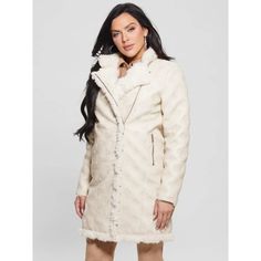 Guess Coat Womens Size Medium Hennie Logo Faux Leather Shearling Zip Cream. New With Tags. Zip Pockets. Mob Wife. Chest: 21" Length: 36" Measurements Are Taken Flat, Across Chest (Armpit To Armpit), And Top Shoulder To Bottom Hem. Winter White Sheepskin Outerwear For Fall, Chic Winter White Outerwear With Faux Fur Trim, Winter White Sheepskin Outerwear With Faux Fur Lining, White Sheepskin Outerwear For Winter, Chic White Sheepskin Outerwear, White Sheepskin Winter Outerwear, White Shearling Outerwear With Faux Fur Trim, Cream Sheepskin Outerwear With Faux Fur Trim, Cream Sheepskin Outerwear With Faux Fur Lining