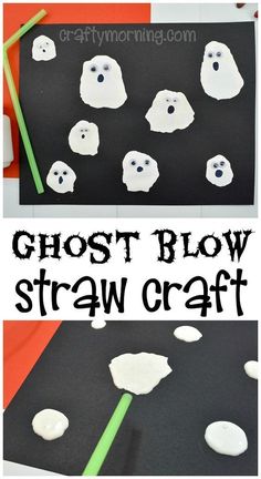 Watch these little ghosts literally blow across your page! Here you'll find a variety of easy Halloween crafts for your kids, toddlers and preschoolers. #Howweelearn #Halloweencrafts #Craftsforkids Straw Painting, Easy Halloween Diy Crafts, Cheap Halloween Crafts, Straw Crafts, Halloween Crafts Preschool, October Crafts, Carte Halloween, Halloween Arts And Crafts