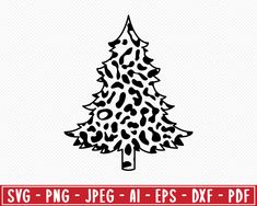 a black and white christmas tree with leopard print