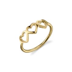 14KT GOLD LOVE COUNT RING - 3 HEARTS 3 Hearts, Stackable Ring, 14kt Gold, Stackable Rings, The Gold, Heart Ring, Gold Rings, Gold Plate, Wish List