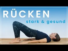 a woman is doing a yoga pose with the words, rucken stark & gesond