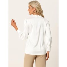 Button-front long-sleeved shirts are a classic and versatile wardrobe staple that can be worn in any season. They are comfortable, practical, and appropriate for a variety of occasions. You can style this versatile shirt with dress pants or a pencil skirt for a professional look, or pair it with jeans for a more casual outfit. It is suitable for work, office, coffee shop, tea time, daily casual, dating, interviews, meetings, and many more occasions. With its timeless design, this shirt is a grea Casual Dating, Satin Long Sleeve, Office Coffee, Versatile Wardrobe, Work Office, Fashion Items, Women's Shirts, Womens Clothing Sizes, Work Pants